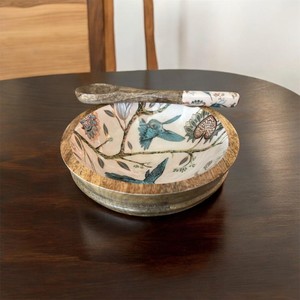 Farmhouse Rustic New Arrival Serving Bowl With Coloured Hand <b>Painting</b> Including Single Spoon - Product Image 3