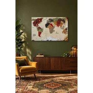 Impresión en Lienzo del Mapa del Mundo Fida Hecha con Especias y Granos - Product Image 4