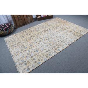 Alfombra Turca Vintage de 5.5x8.1 pies, Alfombra de Lana Amarilla Sólida - Product Image 2