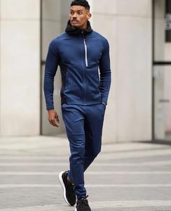 Full Zip Up Hoodies Hombres Poliéster Tech Fleece Stripe Chándal Ropa deportiva Jogger Sweatsuit Hombres Chándal al por mayor - Product Image 3