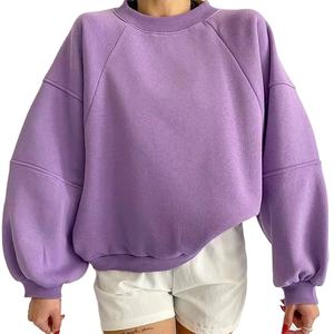 Sudadera de gran tamaño de manga larga con logotipo personalizado OEM de muesca superior de la mejor calidad, Sudadera con capucha de cuello redondo para mujer - Product Image 2