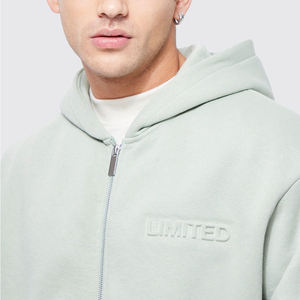 เสื้อฮู้ดผู้ชายแขนยาวลายนูน/โลโก้กำหนดเองได้ - Product Image 3