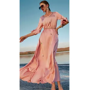 Exports Wholesale Latest Muslim Fashion Design Dubai Kaftan Maxi Dress For Women