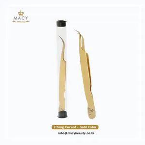 New stainless steel eyelash tweezers super gold eyelash golden color Private label acceptable