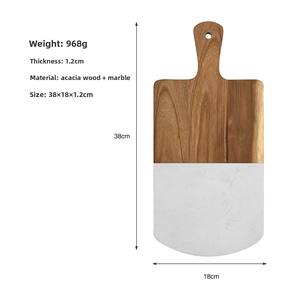 Tabla de cortar de madera de acacia natural y mármol - Product Image 6