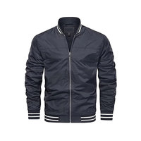 Blouson Bomber Homme Hiver Personnalisable Léger en Mélange de Laine et Toile, Coupe-Vent Décontracté d'Extérieur avec Col Montant et Revêtement Frontal