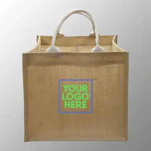 天然层压ecofriendly黄麻蛋糕袋定制印刷，推广您的品牌黄麻活动赠送带logo prin的包