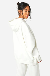 Ecru เสื้อฮู้ดปักลายโอเวอร์ไซส์สำหรับผู้หญิงเสื้อฮู้ดต่อต้านการยับและระบายอากาศได้ดีมีซิปรูด - Product Image 4