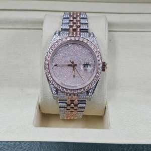นาฬิกาหรูคุณภาพสูง RoseTone ประดับเพชรเต็มเรือน สแตนเลสสตีล สำหรับทั้งชายและหญิง สไตล์ฮิปฮอป ระบบอัตโนมัติ ประดับเพชรโมอิสซาไนต์ - Product Image 2