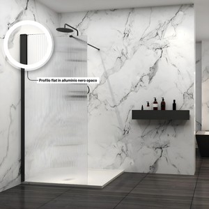 Cabina doccia regolabile da 110 cm in nero opaco con confezione da bagno Gardenia effetto plissettato 8 mm - Product Image 3