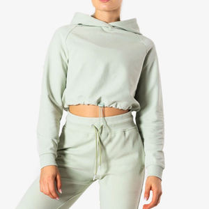 Sweat-shirt à capuche décontracté pour femme avec logo personnalisé, vêtements de sport, ensemble de survêtement, coton respirant écologique, taille ajustable, à capuche - Product Image 1