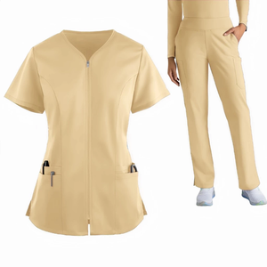 Blouse d'hôpital unisexe à manches courtes en coton et polyester tissé, extensible dans les 4 sens, avec détection d'aiguilles, personnalisable, marque OEM - Product Image 6