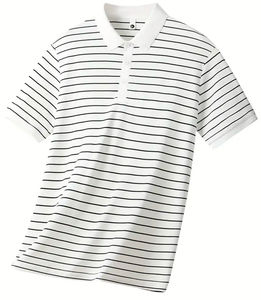 Polo d'été pour hommes OEM en tissu tricoté professionnel 100% coton manches courtes coupe régulière anti-rétrécissement motif rayé imprimé - Product Image 1