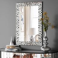 Miroir mural moderne artisanal en mosaïque de bois, forme rectangulaire, décoration de Noël pour la maison, salon, AI-MM-04 AALIYAN IMPEX