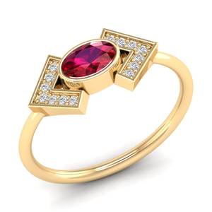 Anillo de Plata de Ley 925 con Diseño Único REYES, Gema de Rubí de Corte Ovalado de 0.5 Quilates, Hecho a Mano, Chapado en Oro Amarillo de 14K y Rodio - Product Image 2