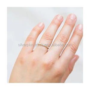 แข็ง 14 พันทองเหลืองแท้บาแกตต์เพชรครึ่งนิรันดร์แหวนแต่งงานผู้ผลิตเครื่องประดับ Minimalist - Product Image 5