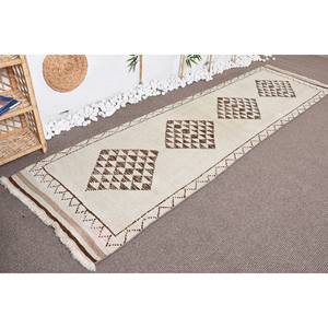 Alfombra turca Vintage moderna, Beige, marrón, 3x10,3 pies, área grande de retazos para pasillo, dormitorio, látex de lana para decoración de cabecera - Product Image 3