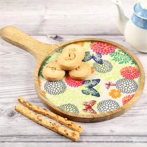 จานเสิร์ฟไม้ MDF ทำด้วยมือพร้อมดีไซน์เลียนแบบมันวาวสำหรับใช้ตกแต่ง - Product Image 2