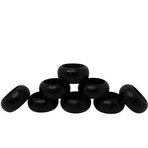 Ensemble de 12 ronds de serviette demi-ronds en bois noir pour dîner de fête décor de ferme fête Thanksgiving Noël autres occasions - Product Image 1