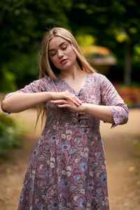 Vestido Boho Floral Serena Azul Lila Moda Ética - Product Image 2