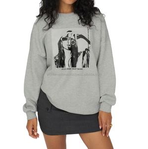 เสื้อสเวตเตอร์โอเวอร์ไซส์สำหรับผู้หญิงเสื้อกันหนาวแบบสวมหัวคอกลมขนแกะมีฮู้ดลำลองสวมใส่สบายแฟชั่นฤดูใบไม้ร่วงปรับแต่งได้ - Product Image 1