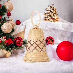 Rotin naturel Noël Jingle Bell suspendus ornements Vintage cloche en osier pour arbres de Noël pépinière chambre décor - Product Image 4
