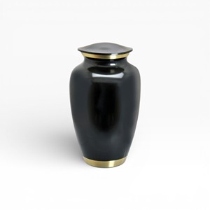 Urna Funeraria de Bronce Mate con Banda de Pan de Oro y Forma Tradicional para Tributo Conmemorativo - Product Image 4