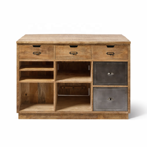 Isla de Cocina Industrial de Madera de Mango Antigua de 2026 con Cajones y Estantes de Almacenamiento Resistentes - Product Image 2