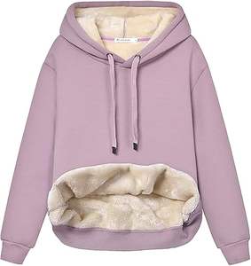 Luxurious Winter <b>Hoodies</b> crafted from warm <b>Sherpa</b> fabric pullover design kangaroo pocket long sleeves elastic ribbed hem cuffs - Product Image 1