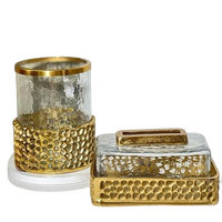 Nouveau design en métal coulé doré et boîte à mouchoirs en verre porte-serviettes pour hôtel maison et restaurant