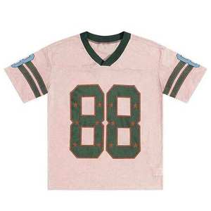 Camiseta Deportiva de Malla de Primera Calidad, Estilo Americano, con Estampado por Transferencia de Calor, Ajuste Entallado, Transpirable, Talla Grande - Product Image 1