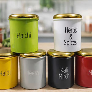 ชุดกระปุกใส่เครื่องเทศโลหะฝาสีทอง 6 ชิ้น - Product Image 1