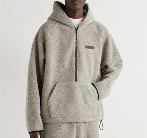 Pull à capuche en polaire sherpa à demi-fermeture éclair avec logo personnalisé OEM Sweat à capuche en polaire micro sherpa pour hommes - Product Image 5