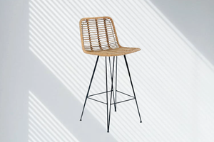 Chaise de salle à manger en métal rotin moderne Balagi d'Indonésie pour bureau à domicile et bar à domicile - Product Image 2