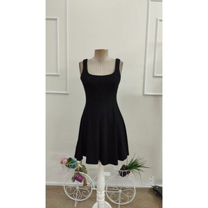 Vestido Corto Modal con Tirantes y Cuello Cuadrado para Mujer, 37142 - Negro - Product Image 4