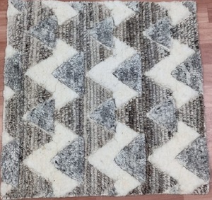 Moroccan Fluffy Wool Silk Carpets Rugs Hand Knotted Indian Jacquard Technique Machine Made Flat Weave Eco-friendly <b>Printed</b> - Product Image 2