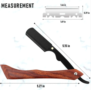 Maquinilla de afeitar de borde recto de peluquero más vendida, cuchillo de afeitar con mango de madera de peluquero profesional de acero inoxidable de alta calidad para hombres - Product Image 6