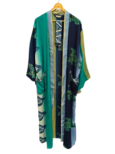 Vestido cruzado Túnica India Sari Robe Vestido de novia Vestido de maternidad Regalo Robe Beach Party Wear Indian Printed Silk Sari Kimono, - Product Image 5