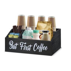 Organisateur d'accessoires d'organisateur de station de café en bois pour comptoir, boîte à bac à café, stockage de support de dosettes - Product Image 1
