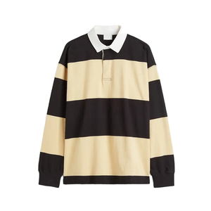 Vente en gros Col rabattu surdimensionné à manches longues 100% coton uni pour Polo Logo brodé personnalisé Coupe ample solide pour homme - Product Image 4