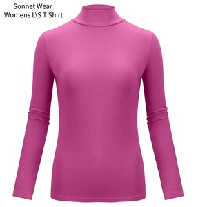 Women's Long Sleeve Butterfly Sleeve <b>Mock</b> <b>Neck</b> <b>Tops</b> Casual Soft Slim Fitted Lightweight Polyester/Cotton Garment Dyed - Product Image 6