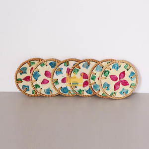 ที่รองแก้วสำหรับดื่มที่รองแก้วหวายพร้อมเปลือกหอยทนทานสำหรับป้องกันโต๊ะกาแฟขายส่งจากเวียดนาม - Product Image 2