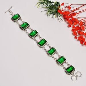 Green Emerald <b>Bracelet</b> 925 Sterling <b>Silver</b> Handmade Gemstone Jewelry May Birthstone Anniversary Gift Women - Product Image 3