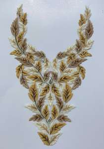 Dainty Embroidery Neck <b>Collar</b> with Sequin Accents Patches for Indian Bridal Gown Kurti Saree Tailoring Net Fabric - Product Image 3