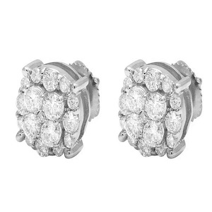 Cluster Flower VVS Moissanite Diamond Hip Hop S925 <b>Sterling</b> <b>Silver</b> Stud <b>Earrings</b> For Women - Product Image 1