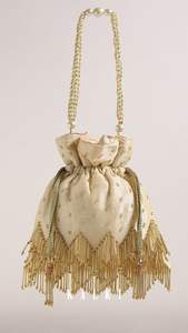 2024 Beautiful Hand-<b>Embroidered</b> Silk Potli Evening <b>Bag</b> Embellished Stonepearls Crystal Glass Beads Dabka Work for - Product Image 2