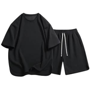 Ensemble court décontracté d'été vintage pour homme, couleur unie, personnalisable, polyester/coton respirant, vente chaude - Product Image 3