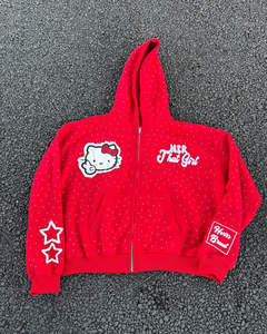 Chándal con apliques bordados desgastados para hombre, chándal lavado con ácido de Terry francés, conjunto de pantalones de chándal sueltos de invierno y Sudadera con capucha - Product Image 3