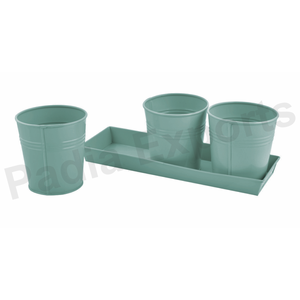 Jardinière de fleurs 3 Pots de 27 cm avec plateau de 12 cm pour plantes et fleurs pour le jardin et la maison - Product Image 5