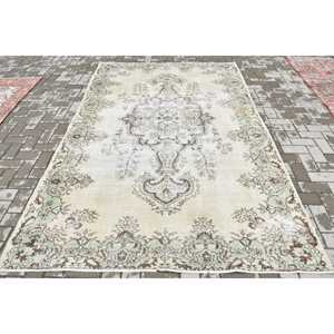 Vintage Turkish <b>Wool</b> Large Rug 5.8x9.3 ft (177x282 Cm) <b>Brown</b> Patchwork Latex Backing Rug - Product Image 1